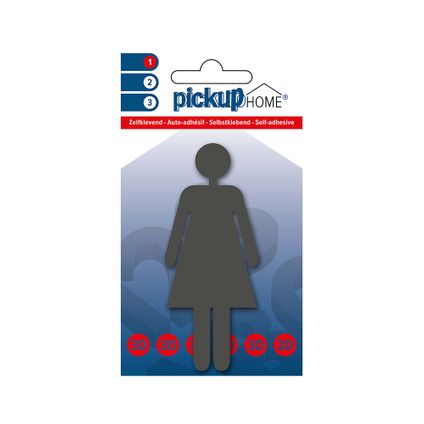 Pickup zelfklevend pictogram Home 3D vrouw grijs