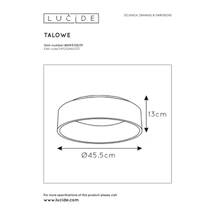 Lucide plafondlamp Talowe ⌀45cm wit 5