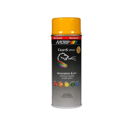 Peinture en spray MoTip CRAFTS jaune de sécurité brillant 400 ml