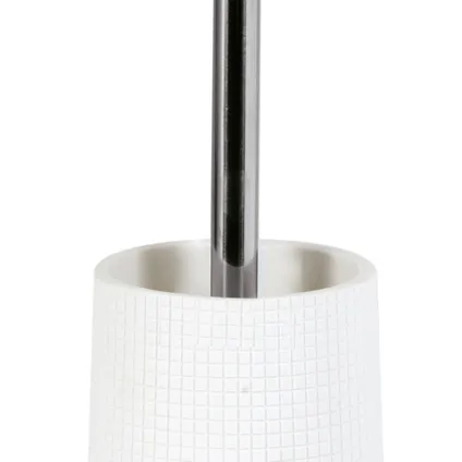 MSV Toilet/wc-borstel houder - kunststeen/metaal - wit - 35 cm 2