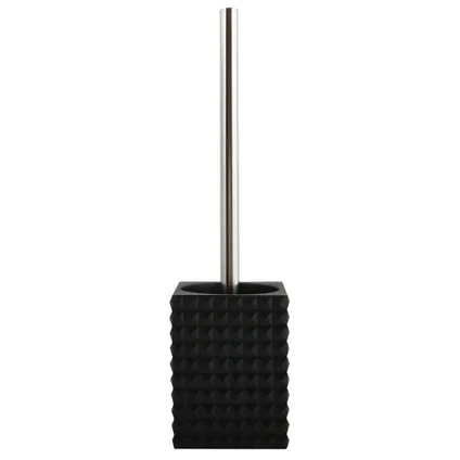MSV Toiletborstel houder Kubik - kunststeen - zwart/zilver - 37 cm