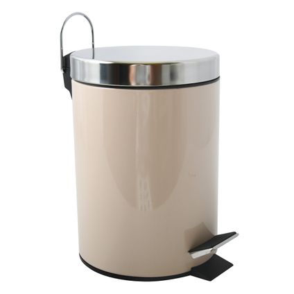 MSV badkamer/toilet pedaalemmer - beige - 3 liter - 17 x 25 cm