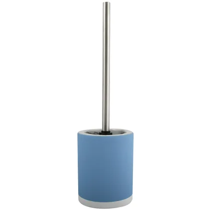 MSV Toilet/wc-borstel houder - keramiek/metaal - pastel blauw - 38 cm