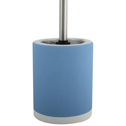 MSV Toilet/wc-borstel houder - keramiek/metaal - pastel blauw - 38 cm 2