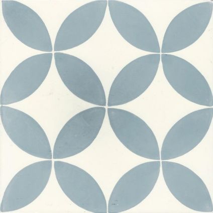 Wand- en vloertegel Kashba - Cirkeldecor - Cement - Blauw - 20x20cm - Pakketinhoud 0,52m²