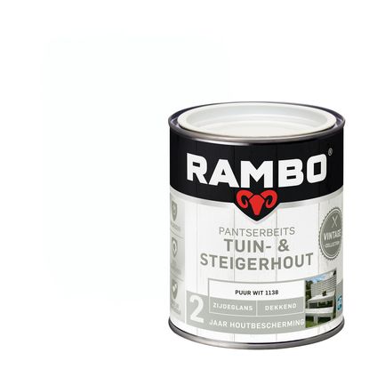 Rambo pantserbeits tuin en steigerhout 1138 puurwit 0,75L