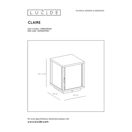 Borne extérieure Lucide Claire cube gris E27 6