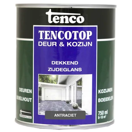 Tenco Tencotop verfbeits deur & kozijn dekkend zijdeglans antraciet 0,75L