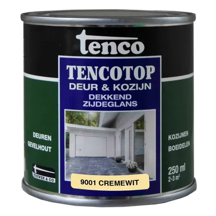Tenco houtbeschermingbeits Tencotop Deur en Kozijn 9001 crème wit 250ml