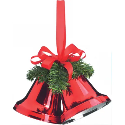 Suspension de Noël cloches de Noël Decoris rouge 10cm