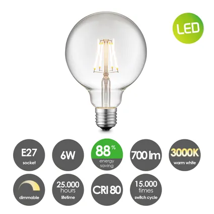 Ampoule LED à filament Home Sweet Home G95 E27 6W 3