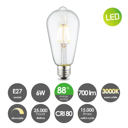 Home Sweet Home ledfilamentlamp Drop E27 6W 3