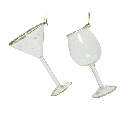 Decoris - Drinkglas glas hang helder/goud a2