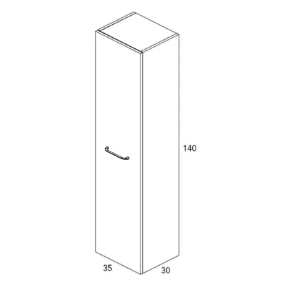 Royo kolomkast 1 deur Click glanzend wit 35x140cm 3
