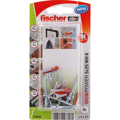 Fischer nylon plug DuoPower 5X25 winkelhaak WH K 8st.