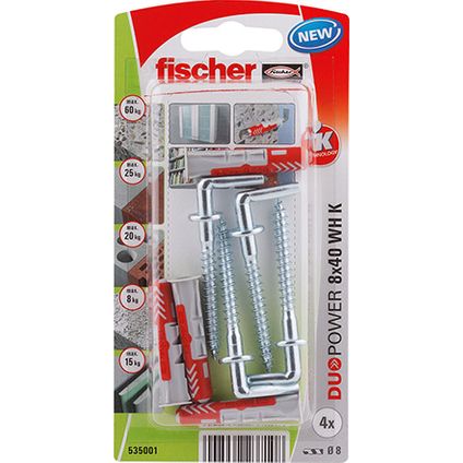 Fischer nylon plug DuoPower universeelplug 8x40 winkelhaak 4st.