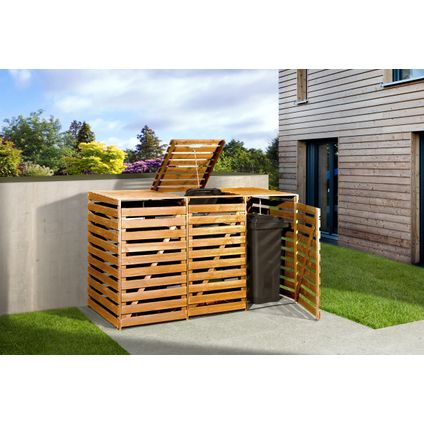Weka afvalcontainerkast 3 containers bruin 219x92x122cm