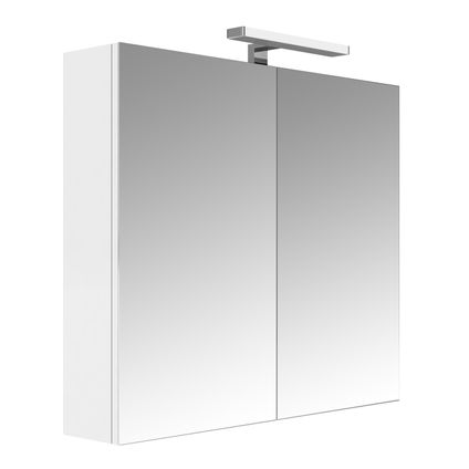 Armoire de toilette + éclairage Allibert Juno 2 portes blanc brillant 80cm
