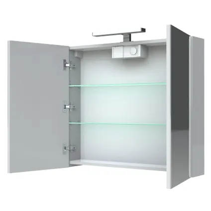 Armoire de toilette + éclairage Allibert Juno 2 portes blanc brillant 80cm 2