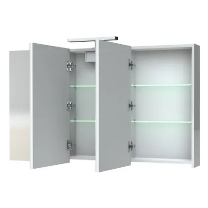 Armoire de toilette + éclairage Allibert Juno 3 portes blanc brillant 120cm 2