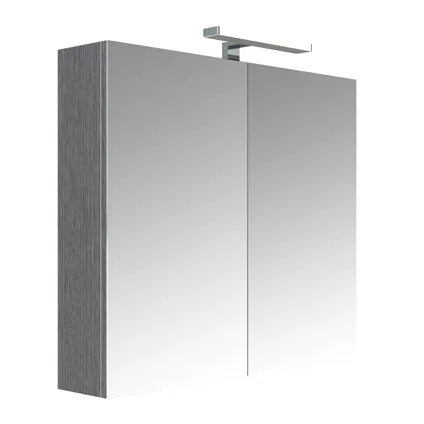 Armoire de toilette Allibert Juno avec éclairage 80cm chêne gris foncé