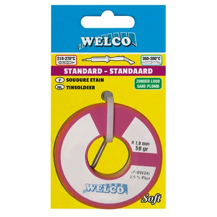 Welco tinsoldeer standaard zonder lood 2 mm 200 gr