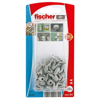 Fischer nylon holle wand plugA 4 20st.