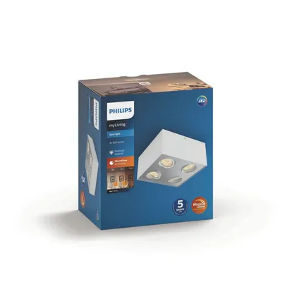 Philips plafondspot Box WarmGlow wit 4x4,5W 2
