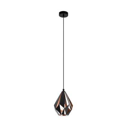 EGLO hanglamp Carlton 1 zwart koper 110cm E27