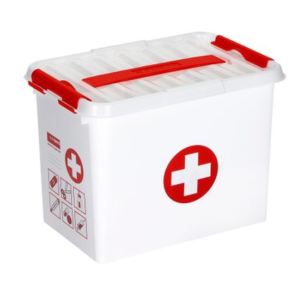 Boîte de premier soins Q-line 9L avec insert blanc/rouge 300x200x220mm