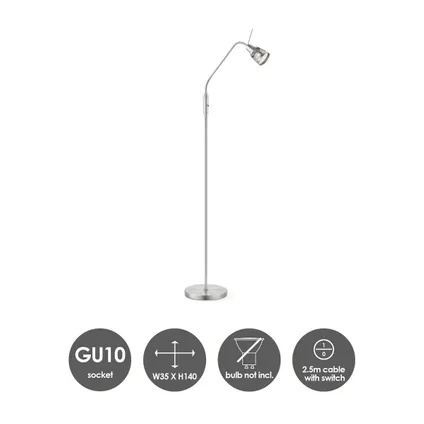 Home Sweet Home vloerlamp Solo mat staal GU10 35W 6