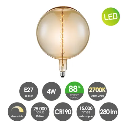 Home Sweet Home ledfilamentlamp G260 amber E27 6W 3