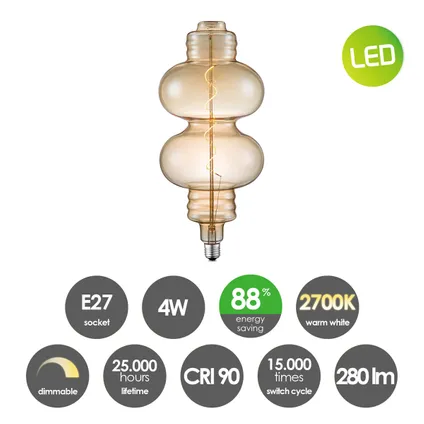 Home Sweet Home ledfilamentlamp Diabolo amber E27 4W 3