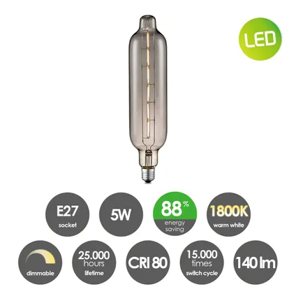 Home Sweet Home dimbare LED Carbon D E27 G78 5W 140Lm 1800K Rook 7