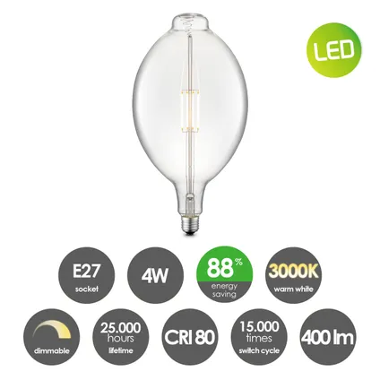 Ampoule LED à filament Home Sweet Home Oval E27 4W 3