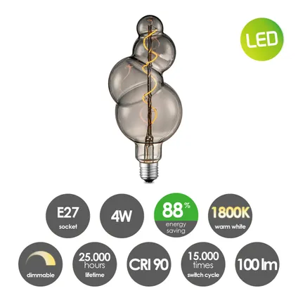 Ampoule LED à filament Home Sweet Home Bubble smoke E27 4W 3