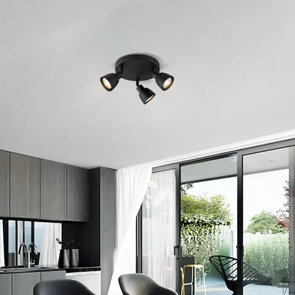 Home Sweet Home opbouwspot Aka LED zwart ⌀19cm 3xGU10 5W 3