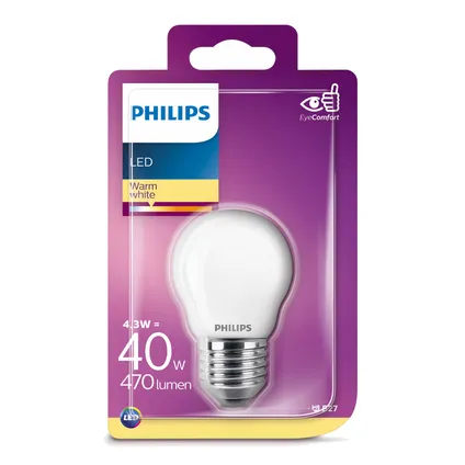 Philips LED-kogellamp 4,3W E27 2