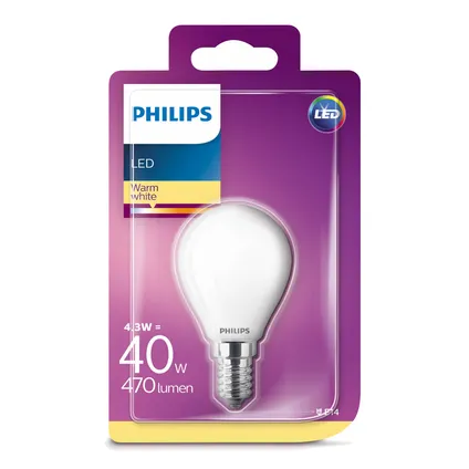 Philips LED-kogellamp 4,3W E14 2