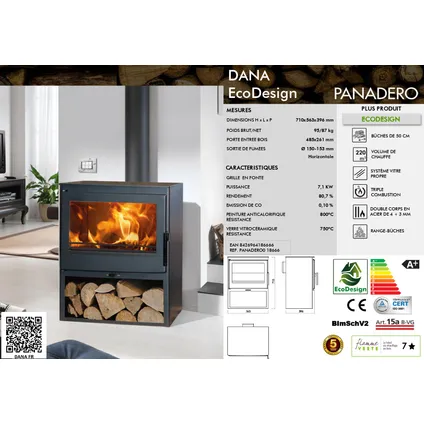 Panadero houtkachel Dana Ecodesign 7,1kW 3