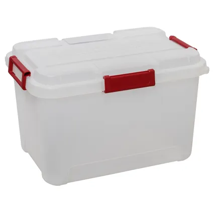 Keter opbergbox Outback transparant rood 60L