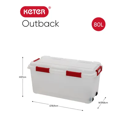 Boîte de rangement Keter Outback transparent rouge 80L 2