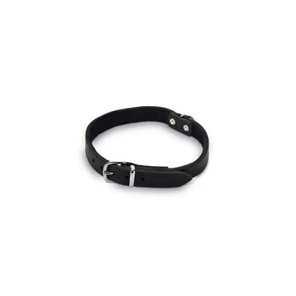 Beeztees halsband zwart leer 35,5-41,5x1,8cm
