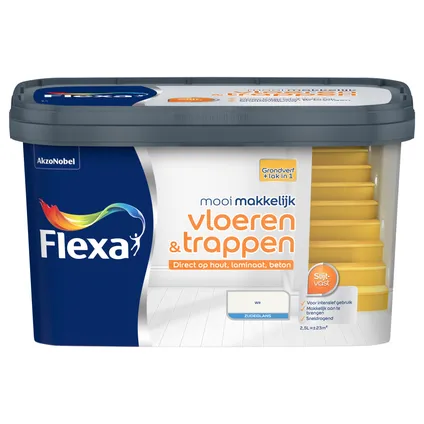 Flexa lak Mooi Makkelijk Vloeren & Trappen zijdeglans wit 2,5L 3