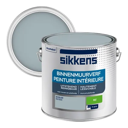 Peinture murale intérieur Sikkens silex bleu mat 2,5L lessivable