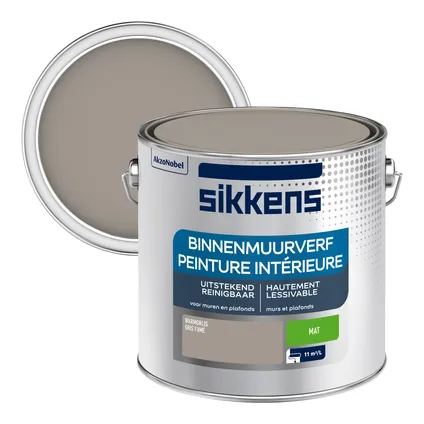 Peinture murale intérieur Sikkens gris fumé mat 2,5L lessivable