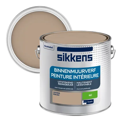 Peinture murale intérieur Sikkens brun doux mat 2,5L lessivable