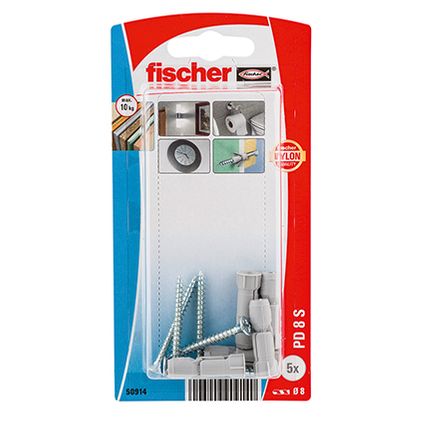 Fischer nylon plaatplug PD 8mm + schroef 5st.