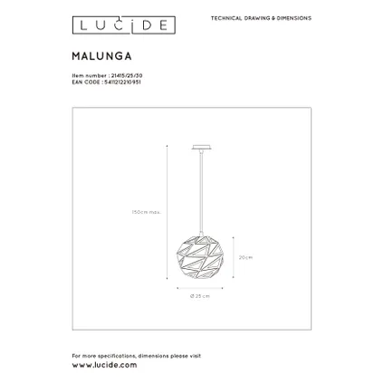 Lucide hanglamp Malunga zwart ⌀25cm E27 8