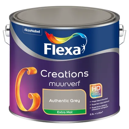 Flexa muurverf Creations extra mat authentic grey 2,5L 8